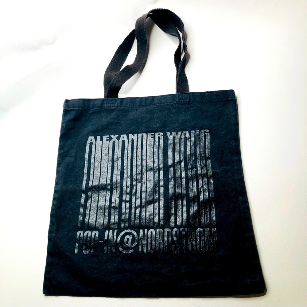 Alexander Wang Nordstroms Pop In Promo Tote Bag Black Canvas Drip Logo Rare Prom
